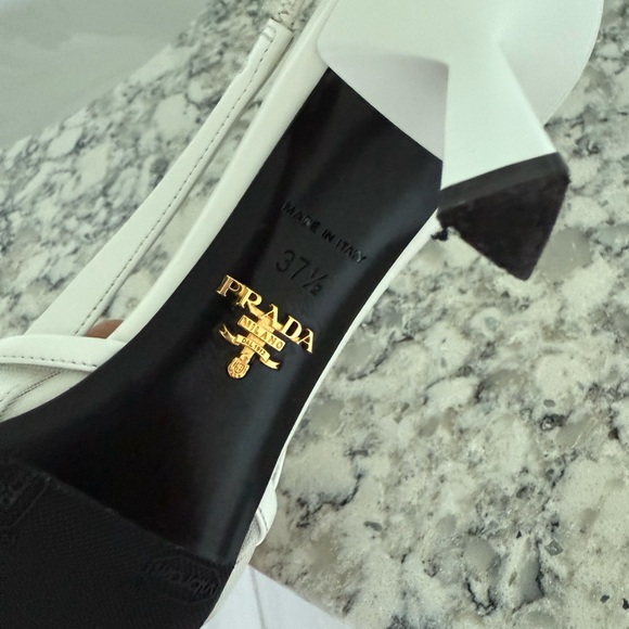 Prada White Mesh Heel Slingbacks - Picture 5 of 7